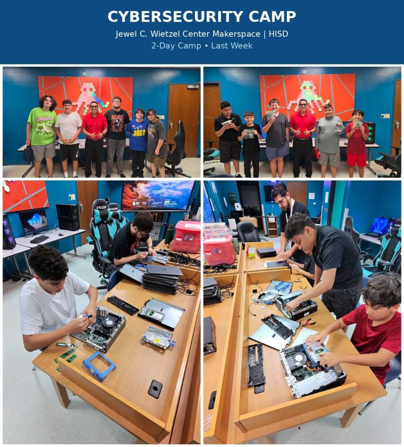 Students participating in a We Can Change IT cybersecurity camp